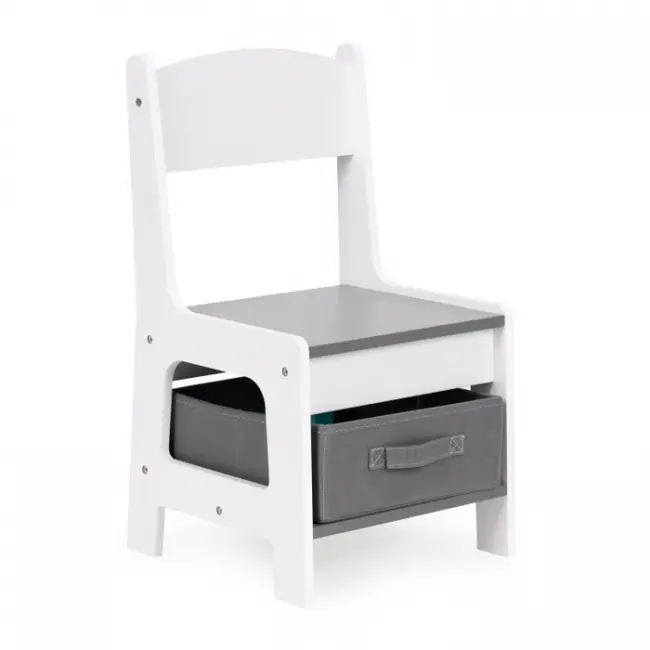 Set de masa cu doua scaune pentru copii ecotoys zkc-1a - alb-gri edeedizkc-1a