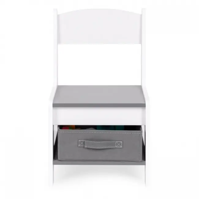 Set de masa cu doua scaune pentru copii ecotoys zkc-1a - alb-gri edeedizkc-1a
