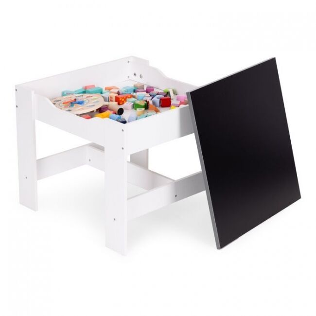Set de masa cu doua scaune pentru copii ecotoys zkc-1a - alb-gri edeedizkc-1a