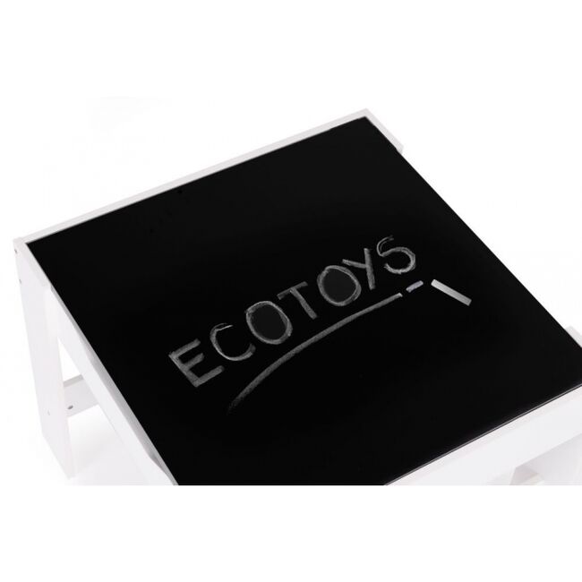 Set de masa cu doua scaune pentru copii ecotoys zkc-1a - alb-gri edeedizkc-1a