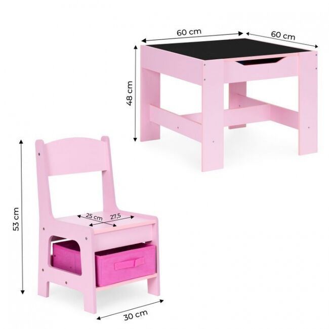 Set de masa cu doua scaune pentru copii ecotoys zkc-1b - roz edeedizkc-1b