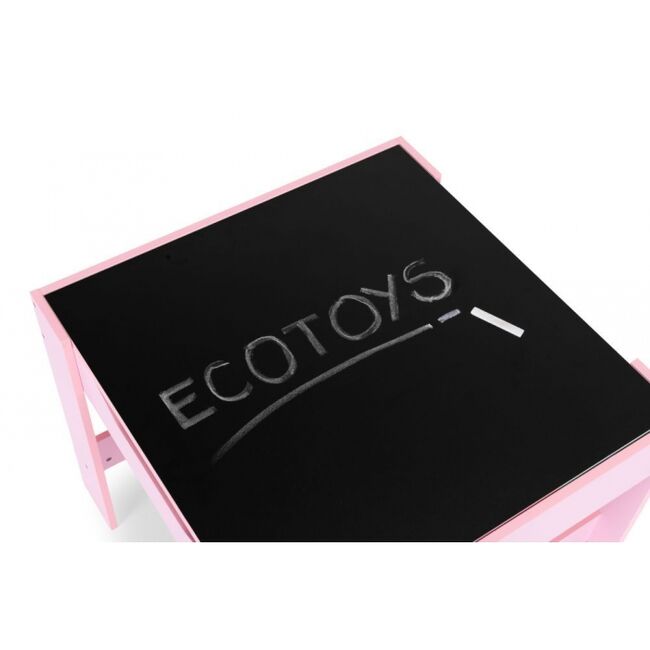 Set de masa cu doua scaune pentru copii ecotoys zkc-1b - roz edeedizkc-1b