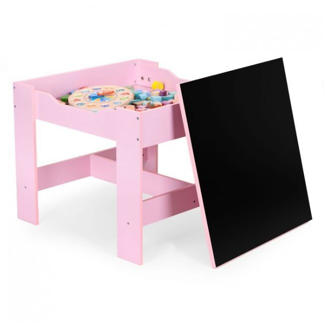 Set de masa cu doua scaune pentru copii ecotoys zkc-1b - roz edeedizkc-1b