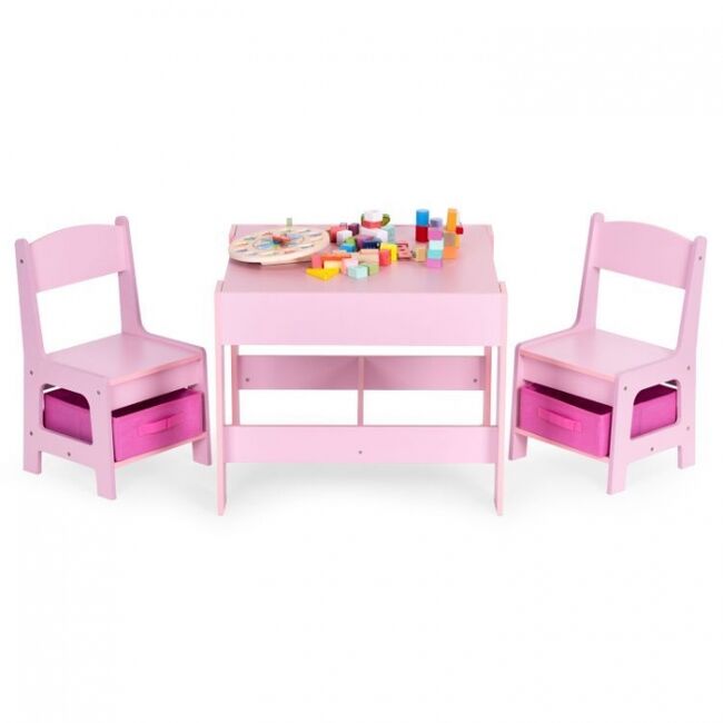 Set de masa cu doua scaune pentru copii ecotoys zkc-1b - roz edeedizkc-1b