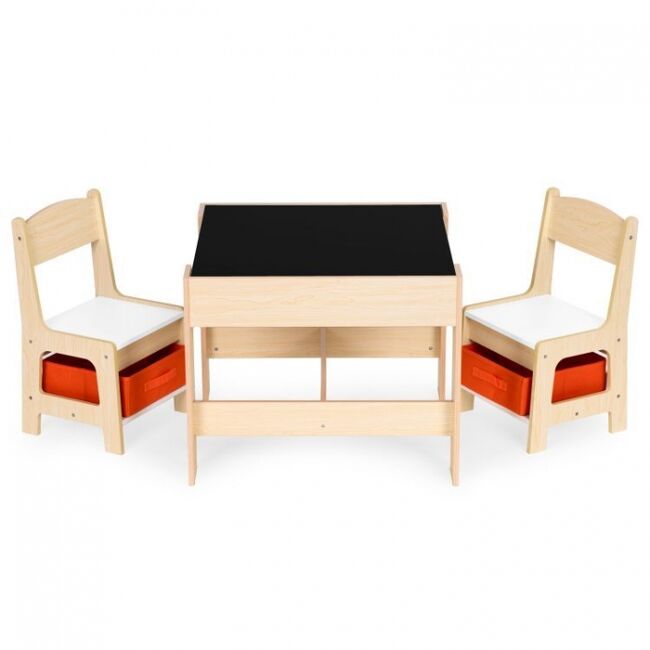 Set de masa cu doua scaune pentru copii ecotoys zkc-1c - natur edeedizkc-1c