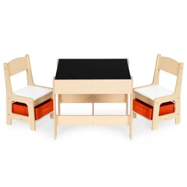 Set de masa cu doua scaune pentru copii ecotoys zkc-1c - natur edeedizkc-1c