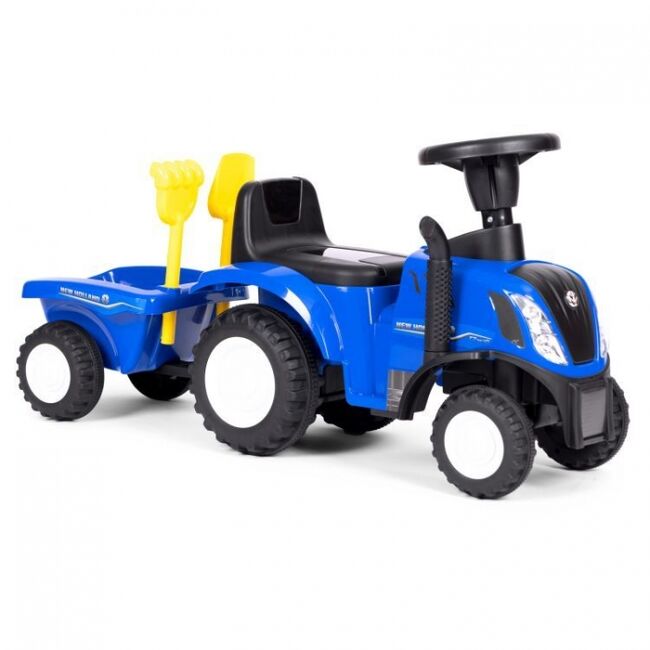 Tractor de impins new holland cu remorca pentru copii 658t - albastru edeedi658tblue