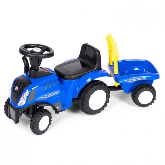 Tractor de impins new holland cu remorca pentru copii 658t - albastru edeedi658tblue