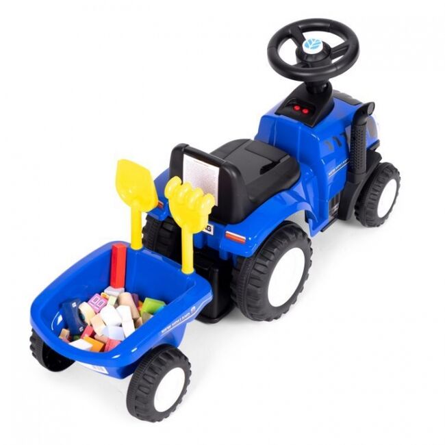 Tractor de impins new holland cu remorca pentru copii 658t - albastru edeedi658tblue