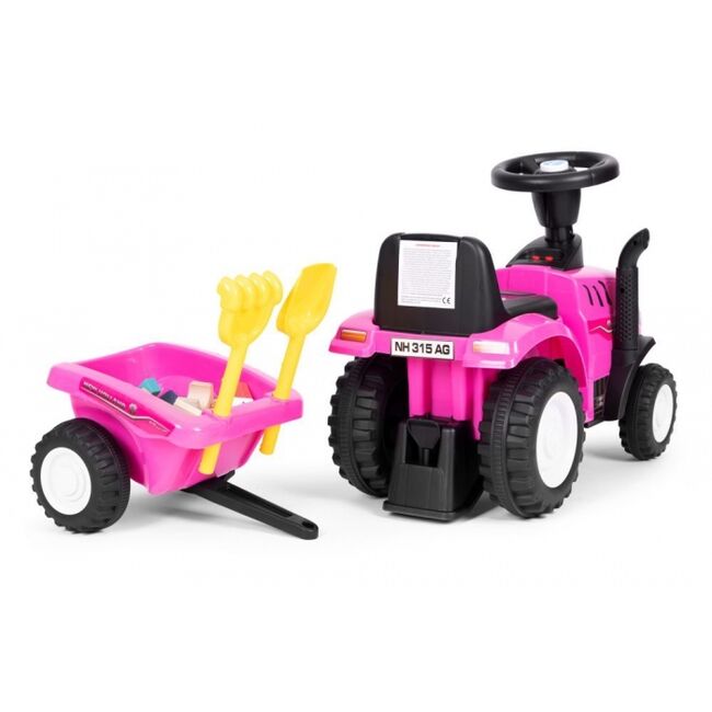 Tractor de impins new holland cu remorca pentru copii 658t - roz edeedi658tpink