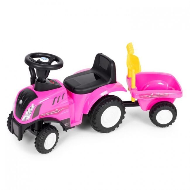 Tractor de impins new holland cu remorca pentru copii 658t - roz edeedi658tpink