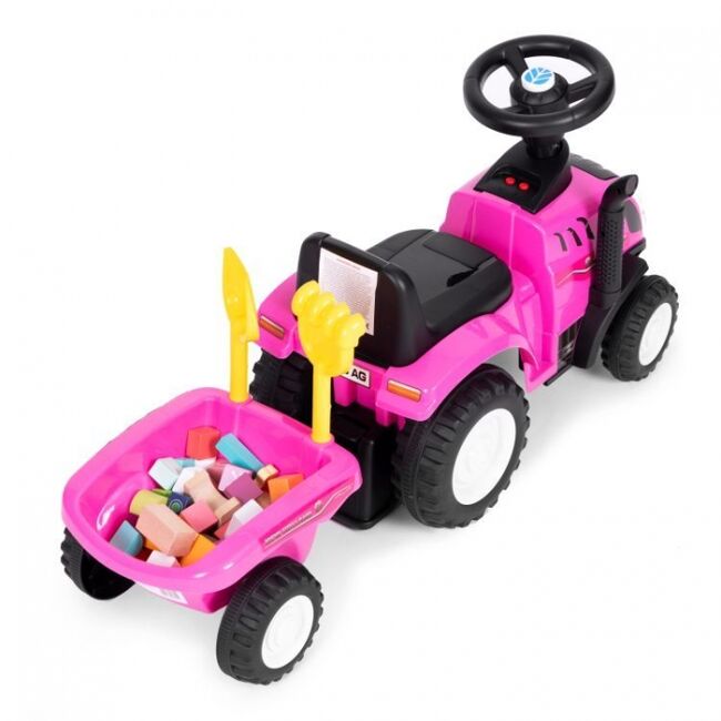 Tractor de impins new holland cu remorca pentru copii 658t - roz edeedi658tpink