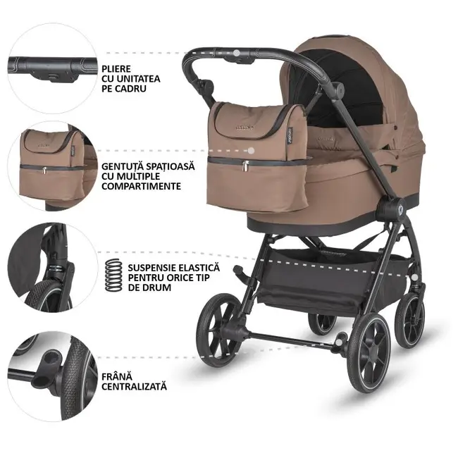 Carucior modular 2in1 coccolle serry light taupe+ scoica auto isize coccolle knox black smb325065444325080360