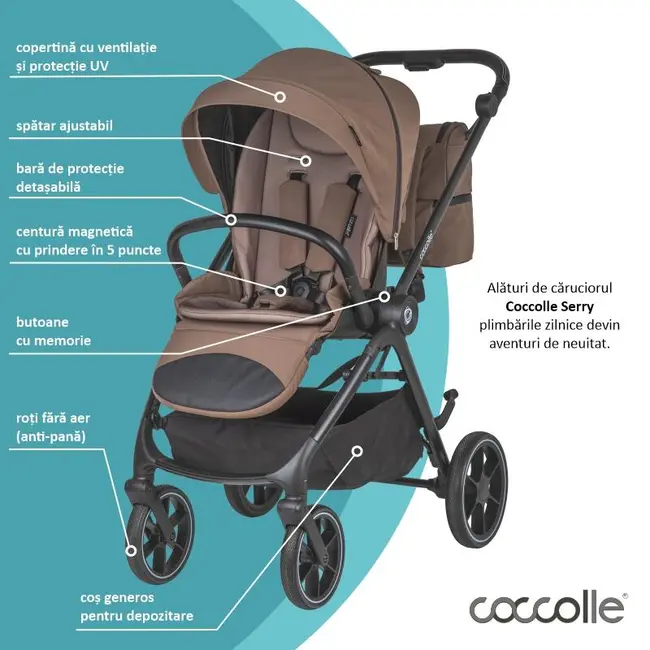 Carucior modular 2in1 coccolle serry light taupe+ scoica auto isize coccolle knox black smb325065444325080360