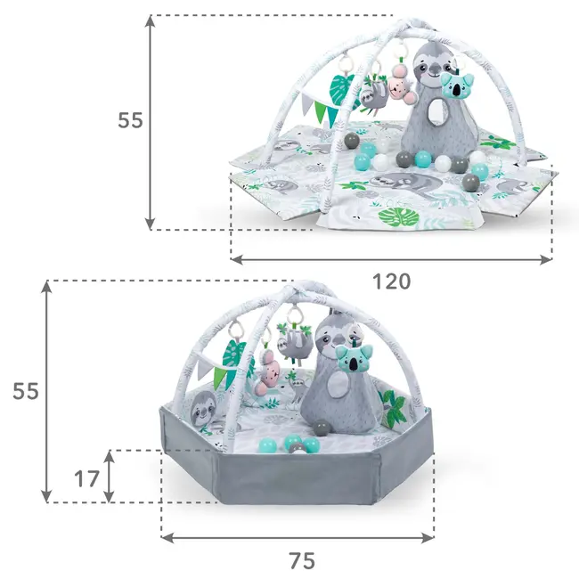 Covoras Multifunctional Kidwell Yoga ,   Cu Arcade, Laturi Ridicate, 12 Bile Si 5 Jucarii Interactive Si  Geanta Pjbmaedyog01a0