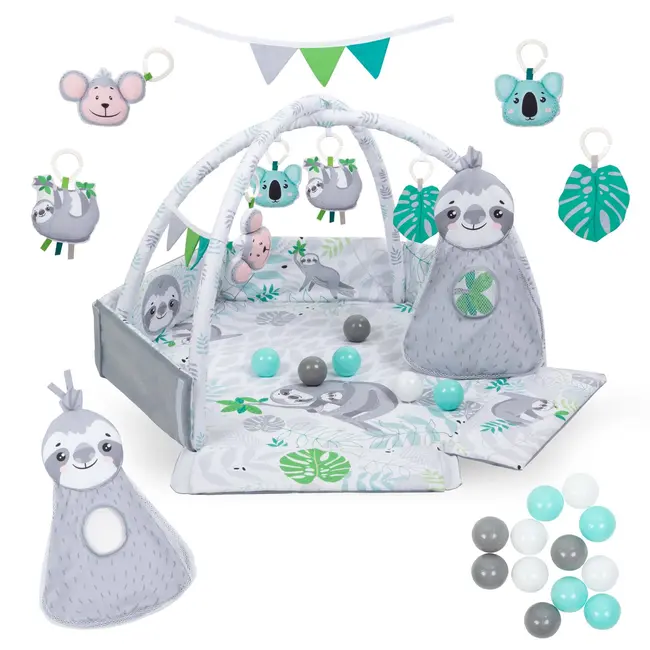 Covoras Multifunctional Kidwell Yoga ,   Cu Arcade, Laturi Ridicate, 12 Bile Si 5 Jucarii Interactive Si  Geanta Pjbmaedyog01a0