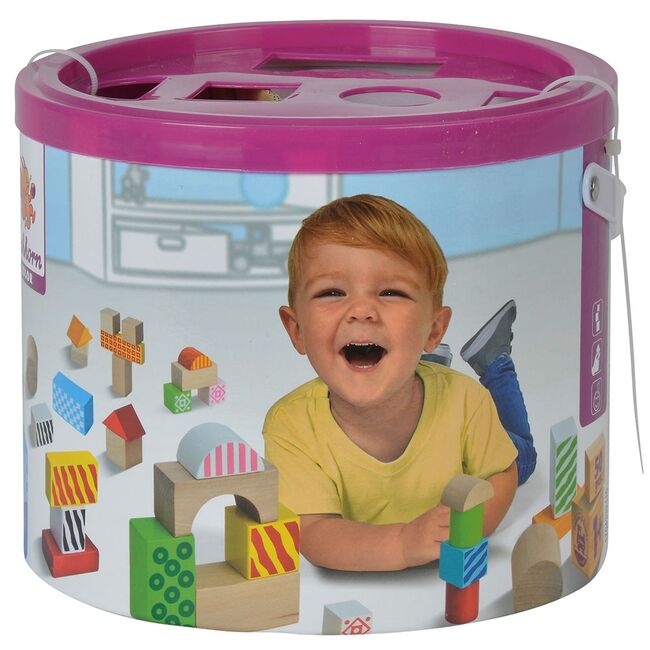 Jucarie Eichhorn Cuburi in galetusa Wooden Blocks 50 piese HUBS100002226