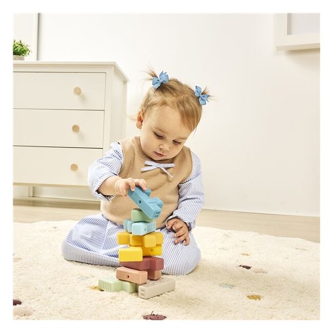 Jucarie educativa cuburi moi pentru toddleri, animalute - okeml46020