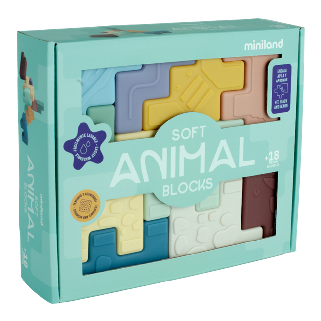 Jucarie educativa cuburi moi pentru toddleri, animalute - okeml46020