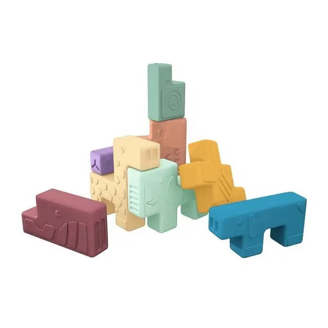 Jucarie educativa cuburi moi pentru toddleri, animalute - okeml46020