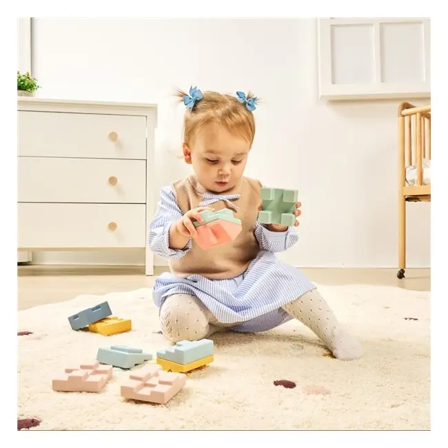 Jucarie educativa turn de stivuit - cuburi moi, 6 luni+, tower miniland 46021 - okeml46021