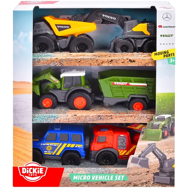 Set Dickie Toys Micro City Team 9 cm cu 5 vehicule HUBS203742016