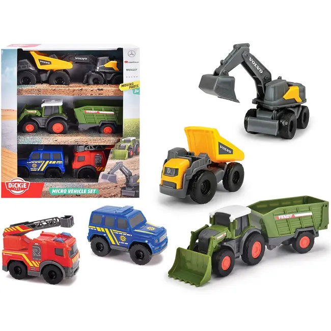Set Dickie Toys Micro City Team 9 cm cu 5 vehicule HUBS203742016