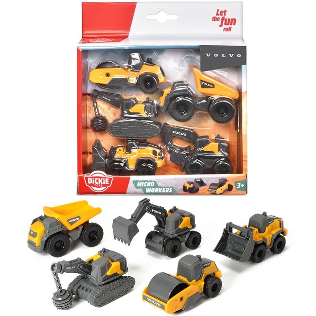 Set Dickie Toys Volvo Micro Workers 9 cm cu 5 vehicule HUBS203722008