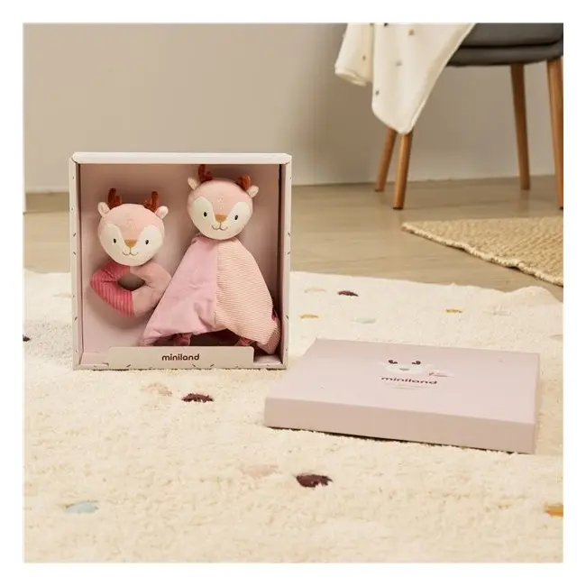 Set cadou bebe - zornaitoare si paturica moale de atasament caprioara, de la 0 luni - okeml97370