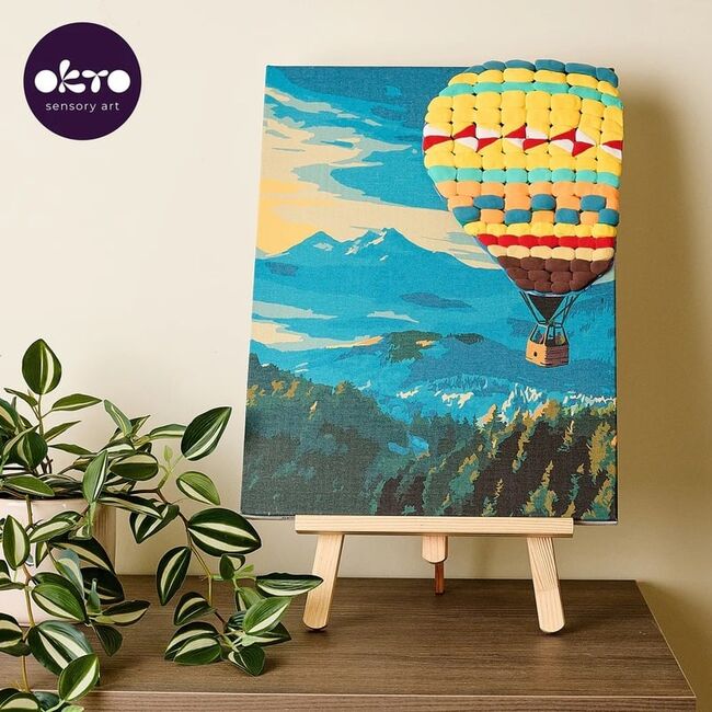 Set pictura si modelare 3D cu argila usoara, 30*40 cm - Hot Air Balloon flight KRTOK30009