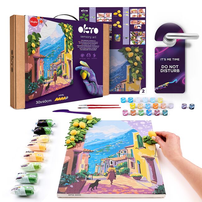 Set pictura si modelare 3D cu argila usoara, 30*40 cm - Lemon weekend KRTOK30008