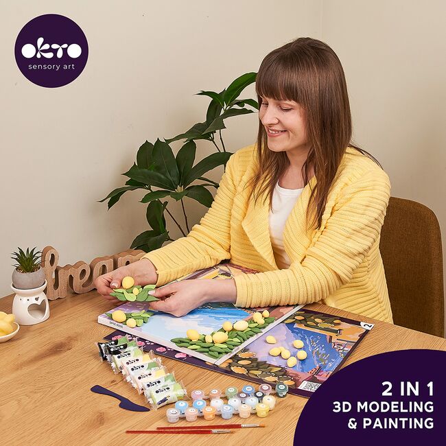 Set pictura si modelare 3D cu argila usoara, 30*40 cm - Lemon weekend KRTOK30008