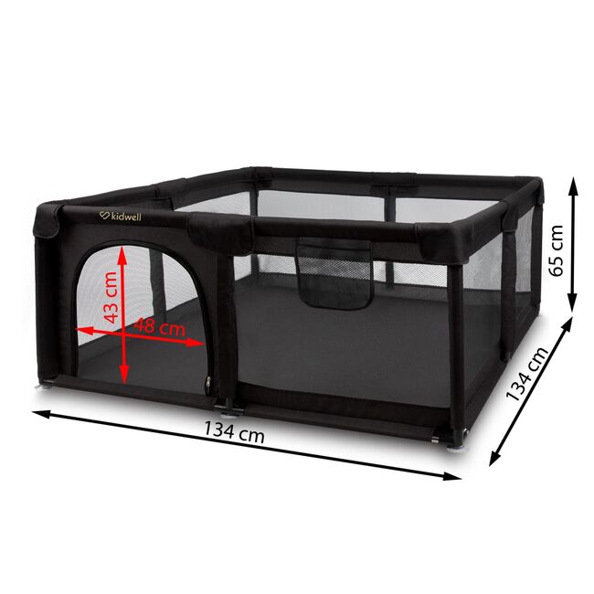 Tarc De Joaca Kidwell Fanko Negru 130x130 Cm   Spatiu Sigur, Modern Si Confortabil Pentru Copilul Tau Pjbkomofan03a4