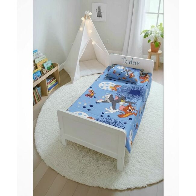 Lenjerie bumbac ranforce pat 3 piese copii 2-12 ani Tom&Jerry pentru saltele 160x80 cm ASC6427968007157