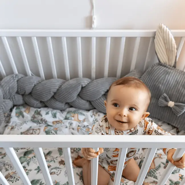 Bumper Impletit Pentru Patut ,   Meowbaby   Aesthetic Ecru, 200 Cm Pjbwkae02