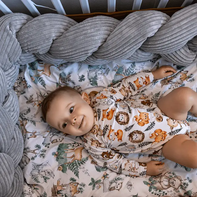 Bumper Impletit Pentru Patut ,   Meowbaby   Aesthetic Ecru, 200 Cm Pjbwkae02