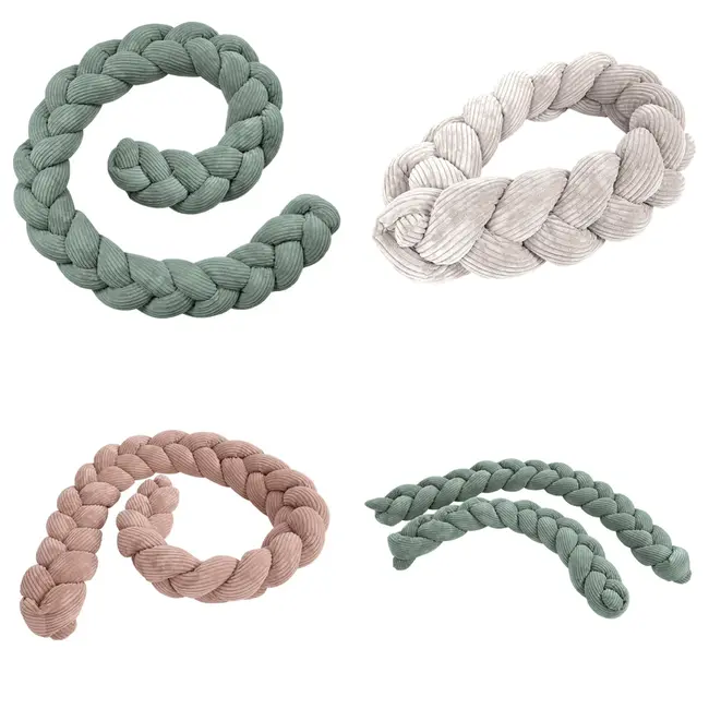 Bumper Impletit Pentru Patut ,   Meowbaby   Aesthetic Olive Green, 200 Cm Pjbwkaog02