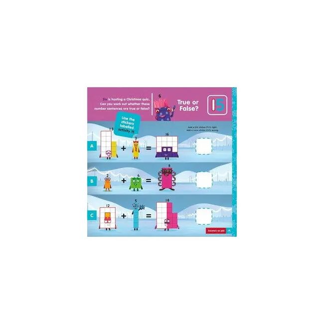 Carte cu abtibilduri si activitati numberblocks - magia craciunului