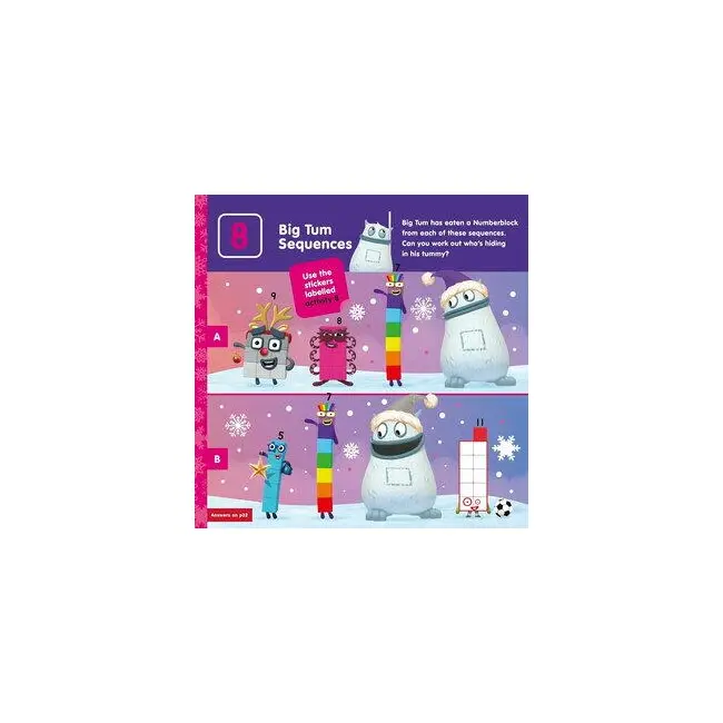 Carte cu abtibilduri si activitati numberblocks - magia craciunului