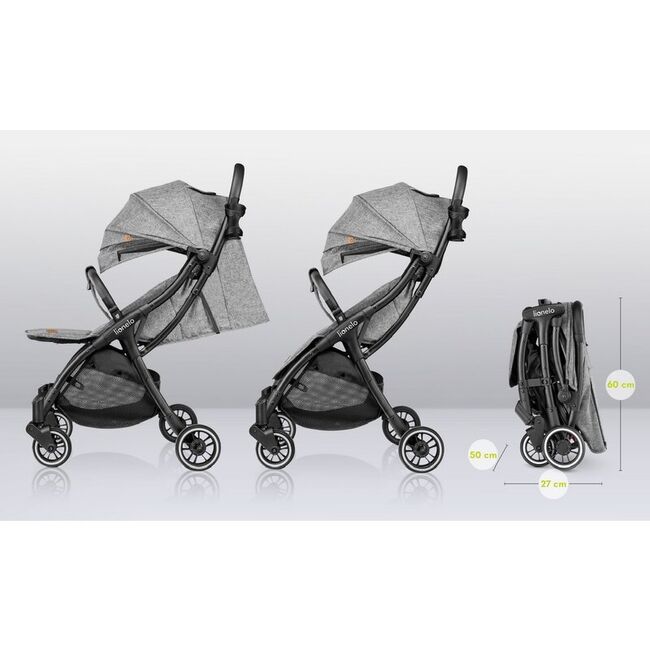 Carucior sport, Lionelo, Julie One, De la nastere, Greutate redusa, Cu accesorii, Cadru din aluminiu, 0-22 kg, Pliere compacta pentru avion, Conform cu standardele europene de securitate EN1888-1 si EN1888-2, Gri BYNLO-JULIE_ONE_STONE_GREY