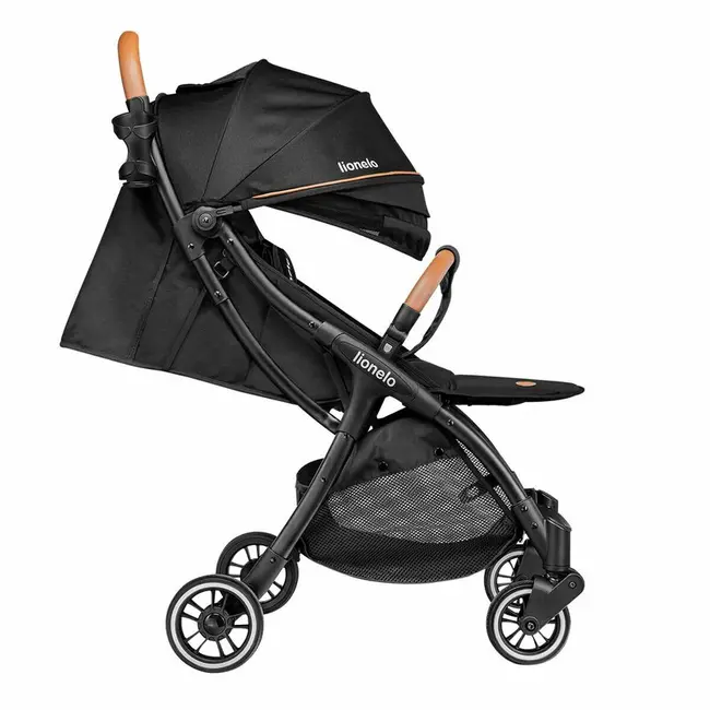 Carucior sport, Lionelo, Julie One, De la nastere, Greutate redusa, Cu accesorii, Cadru din aluminiu, 0-22 kg, Pliere compacta pentru avion, Conform cu standardele europene de securitate EN1888-1 si EN1888-2, Negru BYNLO-JULIE_ONE_BLACK