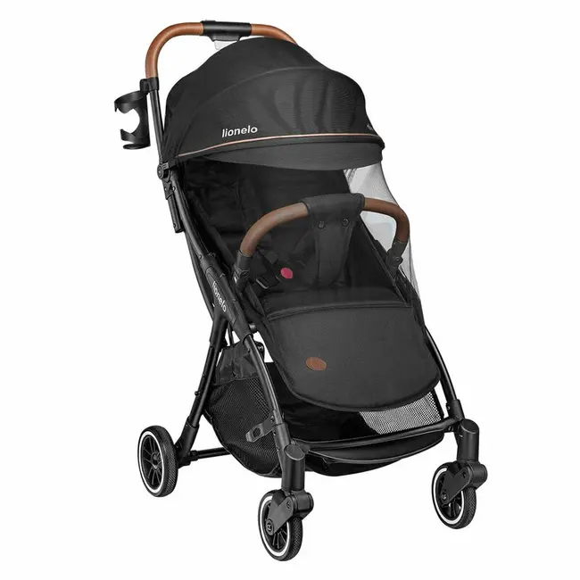 Carucior sport, Lionelo, Julie One, De la nastere, Greutate redusa, Cu accesorii, Cadru din aluminiu, 0-22 kg, Pliere compacta pentru avion, Conform cu standardele europene de securitate EN1888-1 si EN1888-2, Negru BYNLO-JULIE_ONE_BLACK