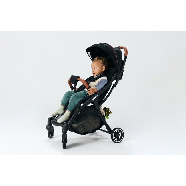 Carucior sport, Lionelo, Julie One, De la nastere, Greutate redusa, Cu accesorii, Cadru din aluminiu, 0-22 kg, Pliere compacta pentru avion, Conform cu standardele europene de securitate EN1888-1 si EN1888-2, Negru BYNLO-JULIE_ONE_BLACK