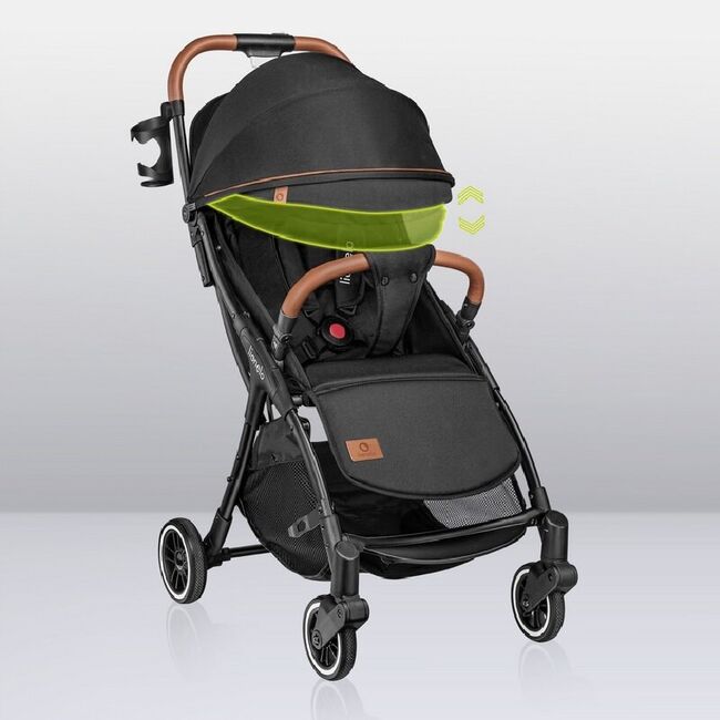 Carucior sport, Lionelo, Julie One, De la nastere, Greutate redusa, Cu accesorii, Cadru din aluminiu, 0-22 kg, Pliere compacta pentru avion, Conform cu standardele europene de securitate EN1888-1 si EN1888-2, Negru BYNLO-JULIE_ONE_BLACK