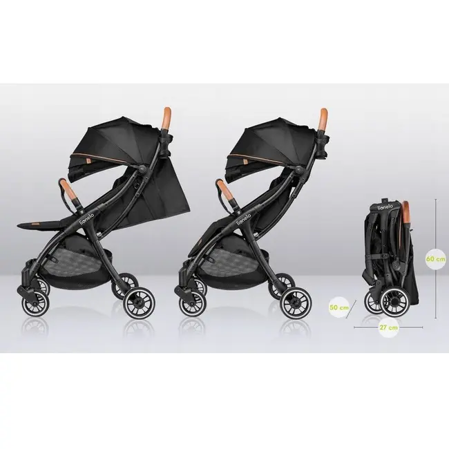 Carucior sport, Lionelo, Julie One, De la nastere, Greutate redusa, Cu accesorii, Cadru din aluminiu, 0-22 kg, Pliere compacta pentru avion, Conform cu standardele europene de securitate EN1888-1 si EN1888-2, Negru BYNLO-JULIE_ONE_BLACK