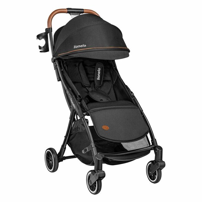 Carucior sport, Lionelo, Julie One, De la nastere, Greutate redusa, Cu accesorii, Cadru din aluminiu, 0-22 kg, Pliere compacta pentru avion, Conform cu standardele europene de securitate EN1888-1 si EN1888-2, Negru BYNLO-JULIE_ONE_BLACK