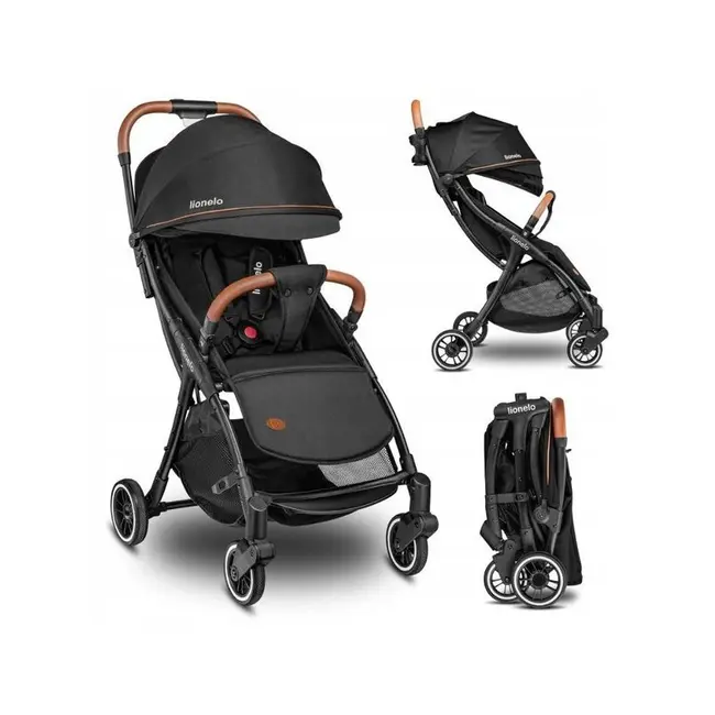 Carucior sport, Lionelo, Julie One, De la nastere, Greutate redusa, Cu accesorii, Cadru din aluminiu, 0-22 kg, Pliere compacta pentru avion, Conform cu standardele europene de securitate EN1888-1 si EN1888-2, Negru BYNLO-JULIE_ONE_BLACK