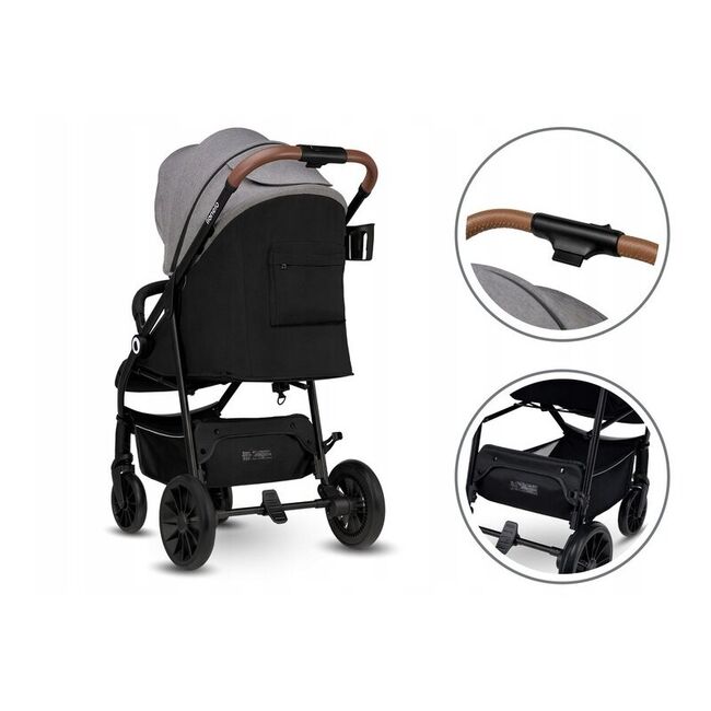 Carucior sport, Lionelo, Zoey, De la nastere, Cu accesorii, Cadru din aluminiu, 0- 15 kg, Conform cu standardul european de securitate EN1888-1, Gri BYNLO-ZOEY_GREY_STONE
