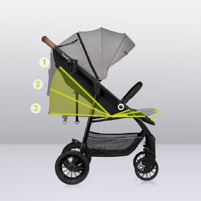 Carucior sport, Lionelo, Zoey, De la nastere, Cu accesorii, Cadru din aluminiu, 0- 15 kg, Conform cu standardul european de securitate EN1888-1, Gri BYNLO-ZOEY_GREY_STONE