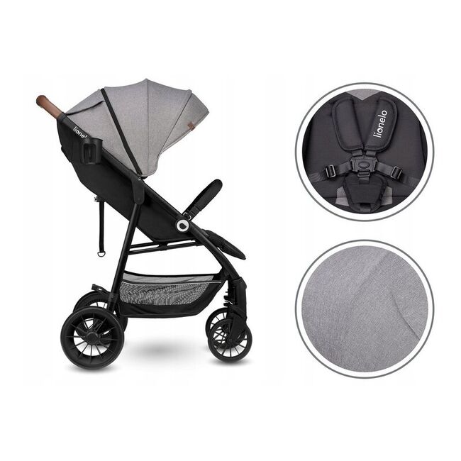 Carucior sport, Lionelo, Zoey, De la nastere, Cu accesorii, Cadru din aluminiu, 0- 15 kg, Conform cu standardul european de securitate EN1888-1, Gri BYNLO-ZOEY_GREY_STONE